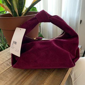 NWT KHAITE Suede Knotted Beatrice Bag in Mulberry